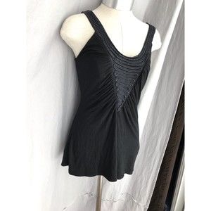 Akiko top halter black S small shirt Silk Trim